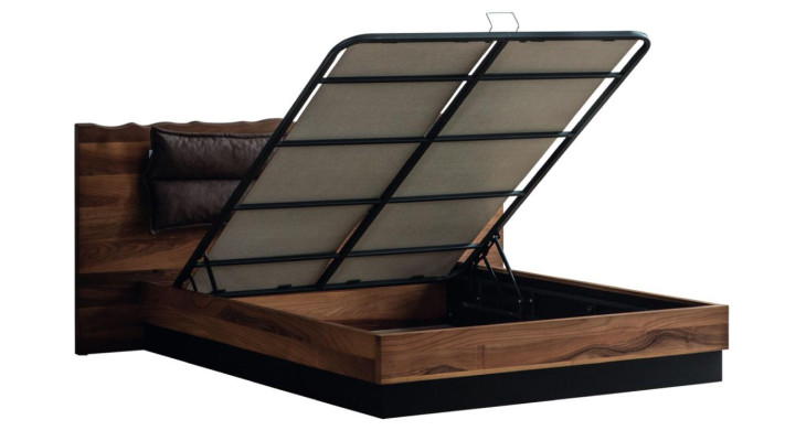 Moderne houten slaapkamermeubelset, designer tweepersoonsbed, nachtkastje 5-delig.