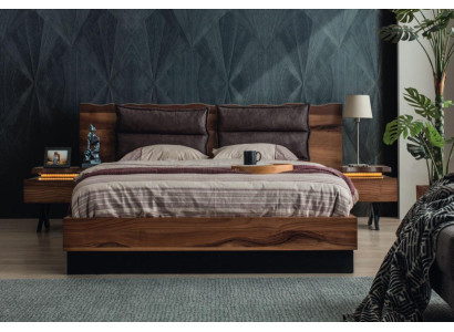 Slaapkamer houten set Robuust bed 2x nachtkastjes 3-delige luxe set