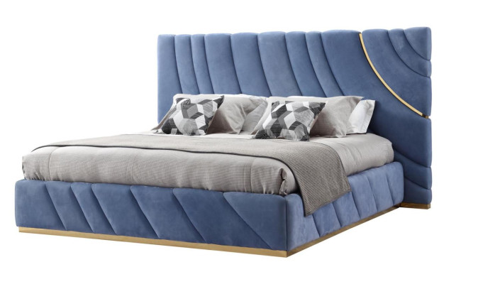 Slaapkamer set Bed 2x Nachtkastjes 3-delig Blauw nieuw Modern Compleet Luxe Meubels