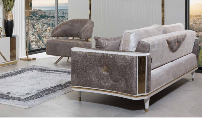 Moderne woonkamerset ontwerper Beige driezitsbank salontafel