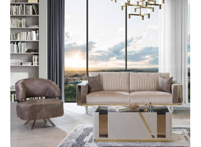 Moderne woonkamerset ontwerper Beige driezitsbank salontafel