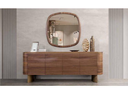 Moderne bruine ladekast 4-deurs dressoirdesigner dressoir spiegel.