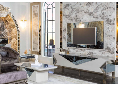 Moderne witte woonwand set ontwerper tv-dressoir luxe tv-frame