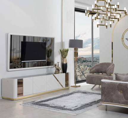 Moderne woonkamer meubels Ontwerper TV-standaard Luxe TV-frame 2-delig