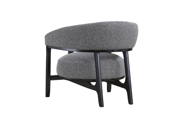 Grijze gestoffeerde hoekbank, design textiel fauteuil, luxe woonkamer set.