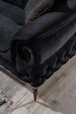 Zwart woonkamer set Exclusieve bankbekleding Fauteuil RTV-laag dressoir