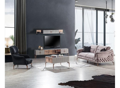Edle woonkamerset Luxe gestoffeerde bank Designer fauteuil TV-meubel