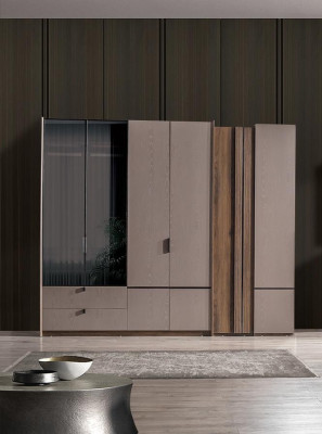 Beige kledingkast Ontwerper Slaapkamermeubilair Moderne inrichting