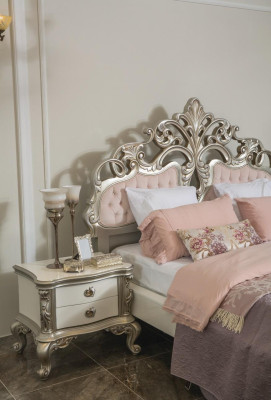 Bed Meubels Zilver Roze Slaapkamer Meubels Design Bedden Luxe Barok Hout