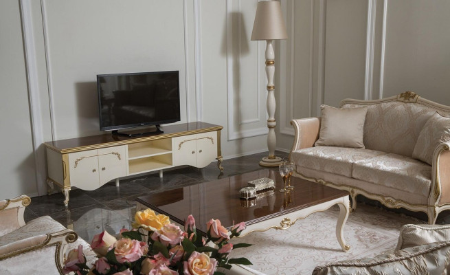 Luxe set salontafel tv-kast bank bank kussenset suite 3-dlg. Nieuw