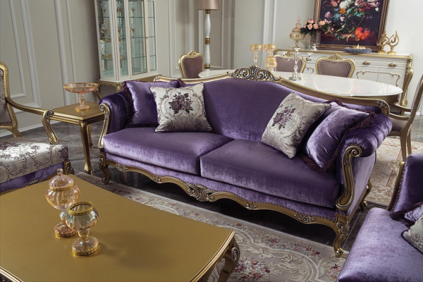 Luxe bankstel bestaande uit 3+2+1-zits bank, salontafel, banken, fauteuils, stoffen bank, 4-delig.