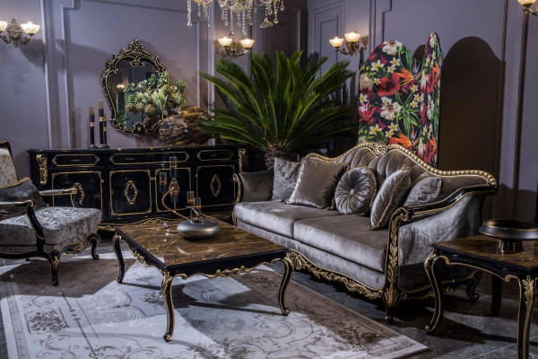 Sofa set Dressoir Bijzettafel Salontafel Fauteuil Bankstel Set 5-delig.