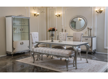 Eetkamer set 9-delig Eettafel Stoel Commode Vitrine Spiegel Eettafels Hout