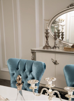 Eetkamer set inrichting vitrinekast tafel 6x stoel commode spiegel Art Deco 10-delig