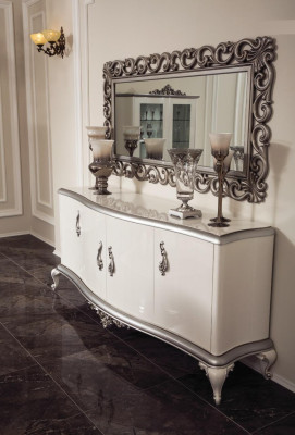 Ontwerp Eetkamer Set 8-delig Stoel Dressoir Vitrine Spiegel Eettafels Hout