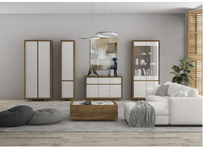 Woonkamerset Vitrine Dressoir Wandmeubels Ladenkast Tafel Meubelen Hout 4-delig