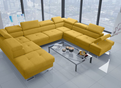 Woonlandschappen hoekbank bankstel textiel lederen bekleding zitje hoekbank U-vorm bankstellen