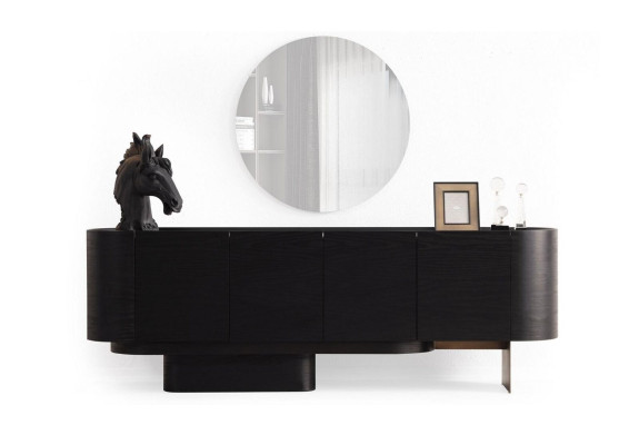 Designer eetkamerset, eettafel 6x stoelen dressoir spiegel 9-delig.