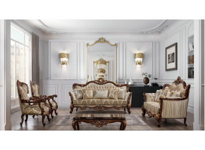 Chesterfield bankstel met salontafel, bankstel bekleding 5-delige set.