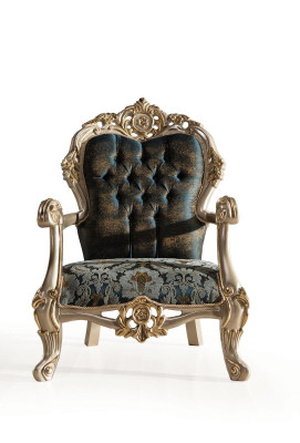 Sofagarnituur Bank Bank Barok Rococo Set Salontafel Turkoois 5-delig Goud