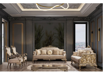 Chesterfield bankstel met salontafel, 5-delig bankstel, gestoffeerde meubels.