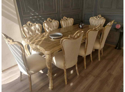 Eetkamer set tafel met 8x leunstoelen zitgarnituur kussens banken set