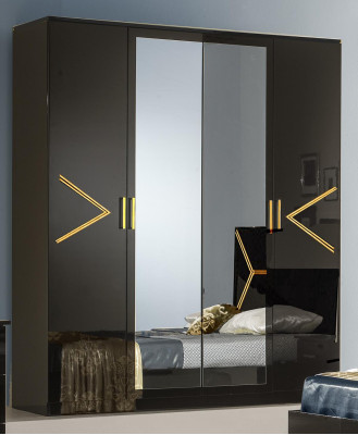 Klassieke slaapkamer set in luxueuze moderne stijl, bed met 6-delige houten commode.