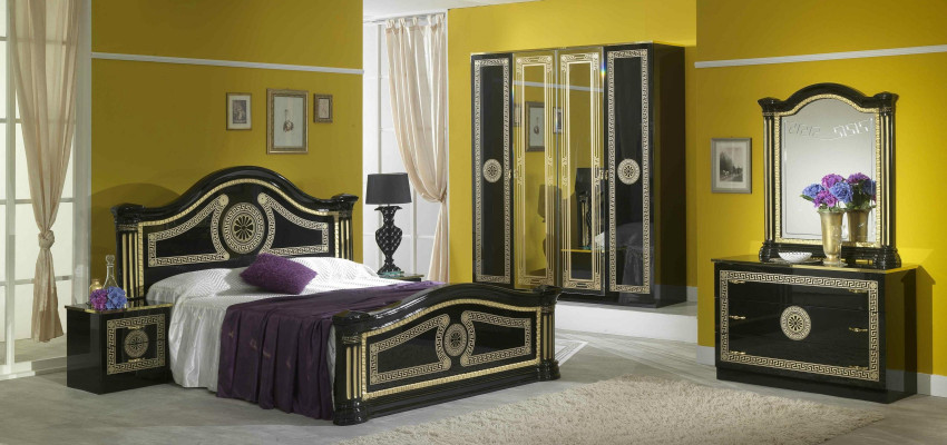 Ontwerp slaapkamer 3-delig. Bed Luxe 2x nachtkastje Klassieke beddenset