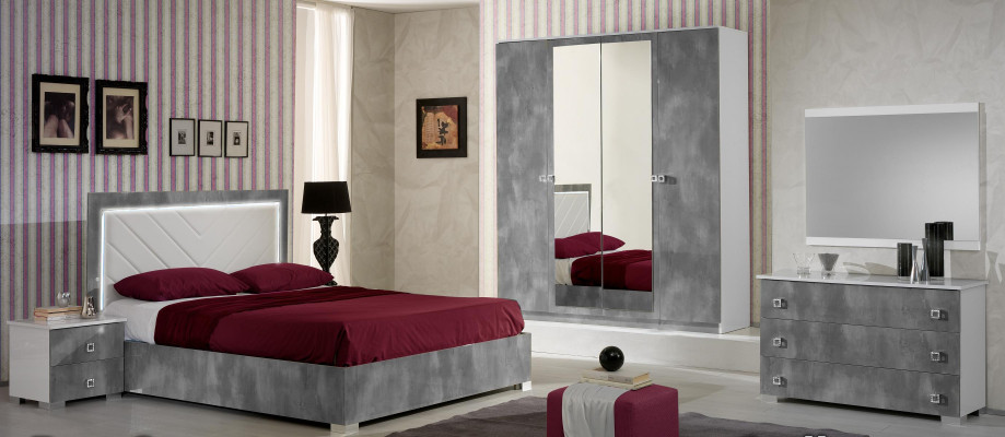 Ontwerp slaapkamer 3-delige set. Bed 2x nachtkastje Klassieke Luxe Beddenset Meubilair