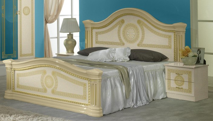 Klassiek bed Tweepersoonsbed Dubbel bed Gestoffeerde bedden Italiaanse meubels Hout
