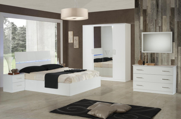 Ontwerp slaapkamer 6-delig Complete set Bed Nachtkastje Commode Spiegel Hout
