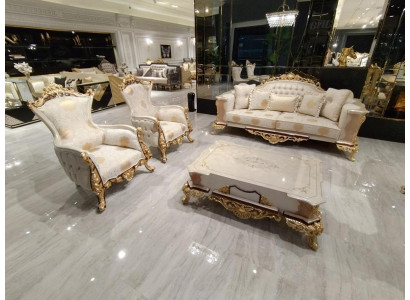 Bankstel 3311-zits bank woonkamerset Chesterfield fauteuil textiel Nieuw