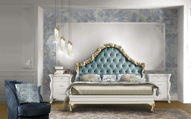 3-delige slaapkamerset Bed 2x Nachtkastje Console Hotelbedden Dubbel Gestoffeerd