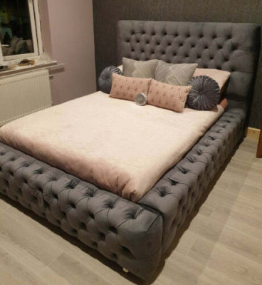 Ontwerp modern tweepersoonsbed meubels 180x200 cm gestoffeerd textiel en hout slaapkamer
