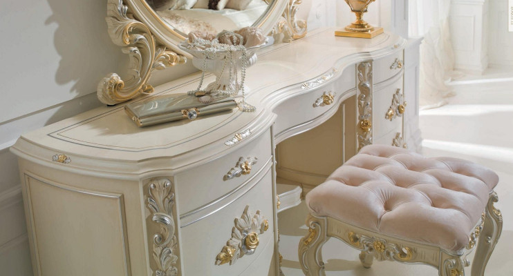 Garnituur Kaptafel Spiegel Kaptafel Kaptafel Set Beige