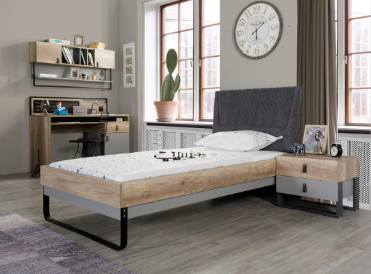 Ontwerper tienerkamer slaapkamer bed nachtkastje bureau 3-delig.