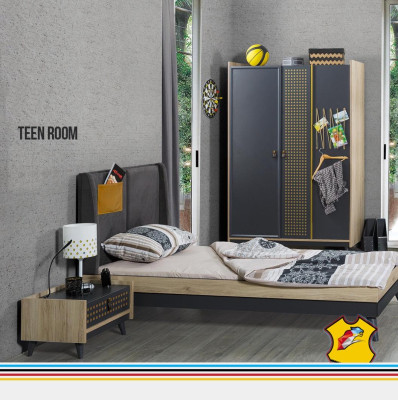Ontwerper kinderkamer slaapkamer nachtkastje bed kledingkast 3-delig