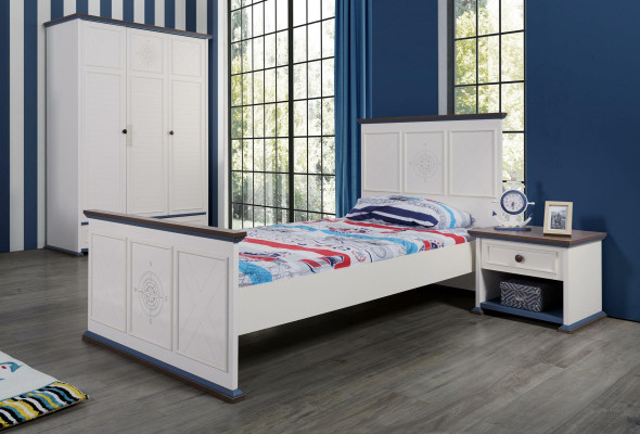 Jeugdkamer Bed Nachtkastje Meubels Kledingkast Compleet 3-delig.