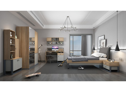 Jeugdkamer set Bed Kledingkast Kinderen Slaapkamer Nieuw 5-delige set.