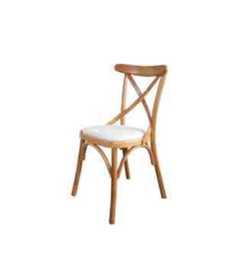 Een houten stoel met een zachte zitting en een ronde rug voor in uw eetkamer.