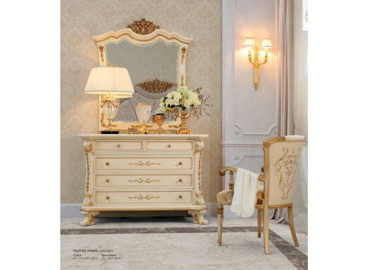 Dressoir commode spiegel kasten hout beige set slaapkamer luxe