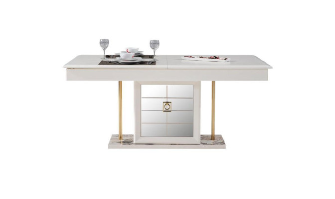Compleet set eettafel 6x stoelen eetkamerset eetgroep houten tafel 9-delig