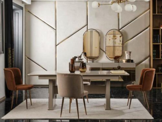 Compleet set eettafel 6x stoelen eetkamerset Ess edelstalen tafel 7dlg.