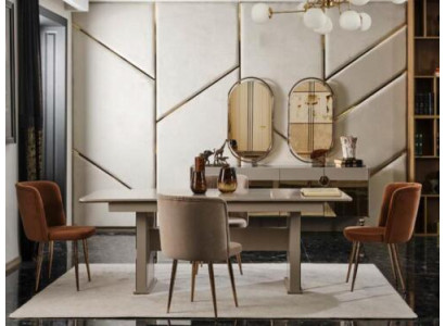 Compleet set eettafel 6x stoelen eetkamerset Ess edelstalen tafel 7dlg.