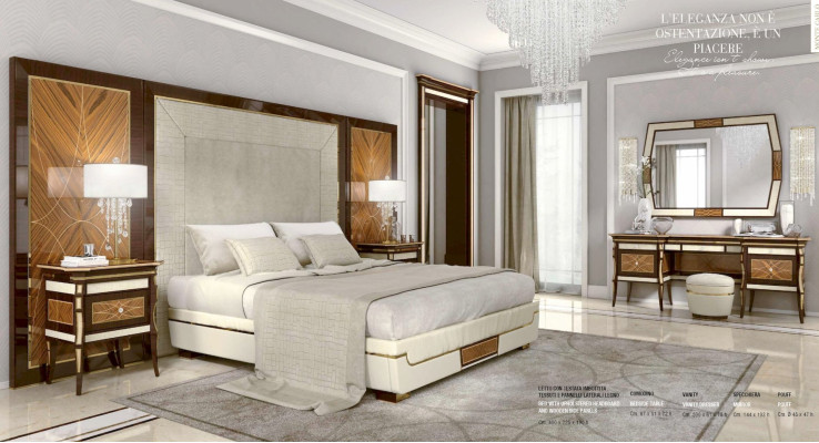Slaapkamermeubelset Tweepersoonsbed Bed Luxe Bruin Groep Set 3-delig