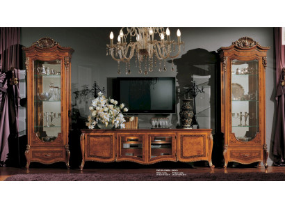 Set woonkamer RTV lage plank vitrines TV-standaard woonwand hout Set