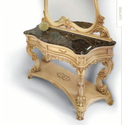 Set kaptafel spiegel console tafel set beige slaapkamer