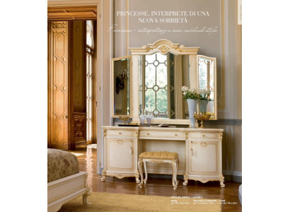 Kaptafel Spiegel Kaptafel Console Tafel Beige Luxe Hout Set