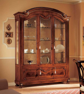 Vitrinekasten Vitrines Bruin Luxe Kast Woonkamer Hout Glas