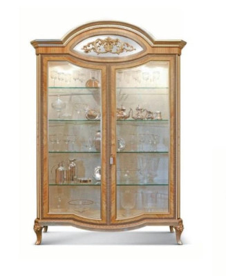 Vitrine Luxe Kasten Vitrines Hout Woonkamer Meubels Goud Beige